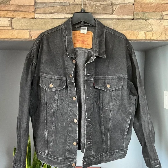 VTG 90s Levi's Trucker Jacket Black Denim 70598 4159 Classic